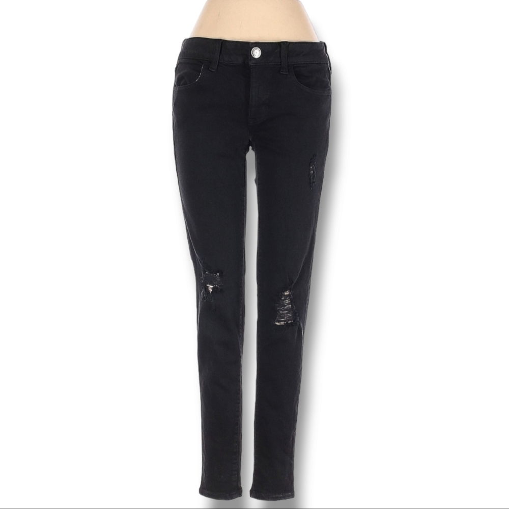 American Eagle Outfitters Super Stretch Jegging Size 2 Black Skinny Distressed